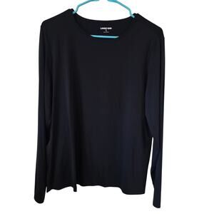 Lands End Women Rash Guard Swim Top Size XL Solid Black